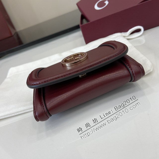 Gucci專櫃古馳最新款圓形互扣式雙G標識卡片夾卡包零錢包 jh2676型號：818795